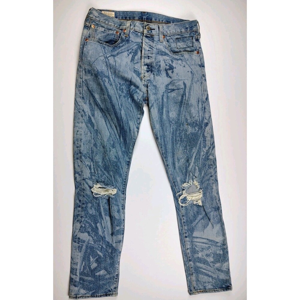 Levis 501 ST Jeans Mens 32x32 Slim Taper Fresh Leaves Timberlake Distressed